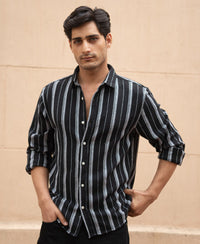 Black Structured Stripe Shirt