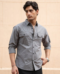 Grey Double Pocket Lightweight Shirt 100% Cotton