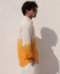 Yellow Ombre Linen Blend Shirt