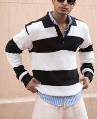 Black And White Knit T-Shirt 100% Cotton
