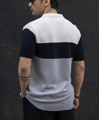 Grey & Navy Knit Stripe T-Shirt 100% Cotton