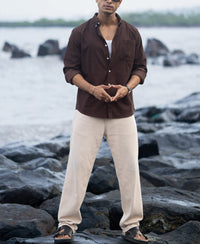Coffee Corduroy Button Down Shirt 100% Cotton