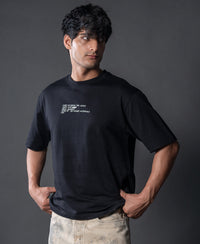 Black Crochet Patch Embroidered T-Shirt 100% Cotton
