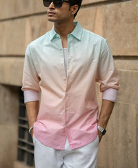 Green & Pink Ombre Shirt 100% Cotton