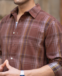 Brown Corduroy Check Shirt 100% Cotton