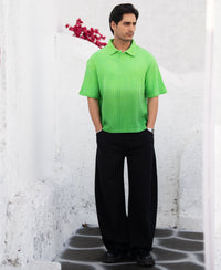Green Ombre Structured Collar T-Shirt 100% Cotton