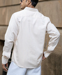 Peach & Beige Linen Stripe Shirt