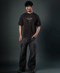 Dark Brown Floral Embroidery T-Shirt 100% Cotton