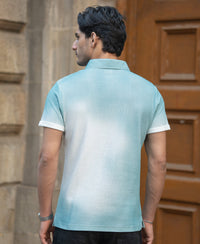 Aqua Blue Sprayed Polo T-Shirt