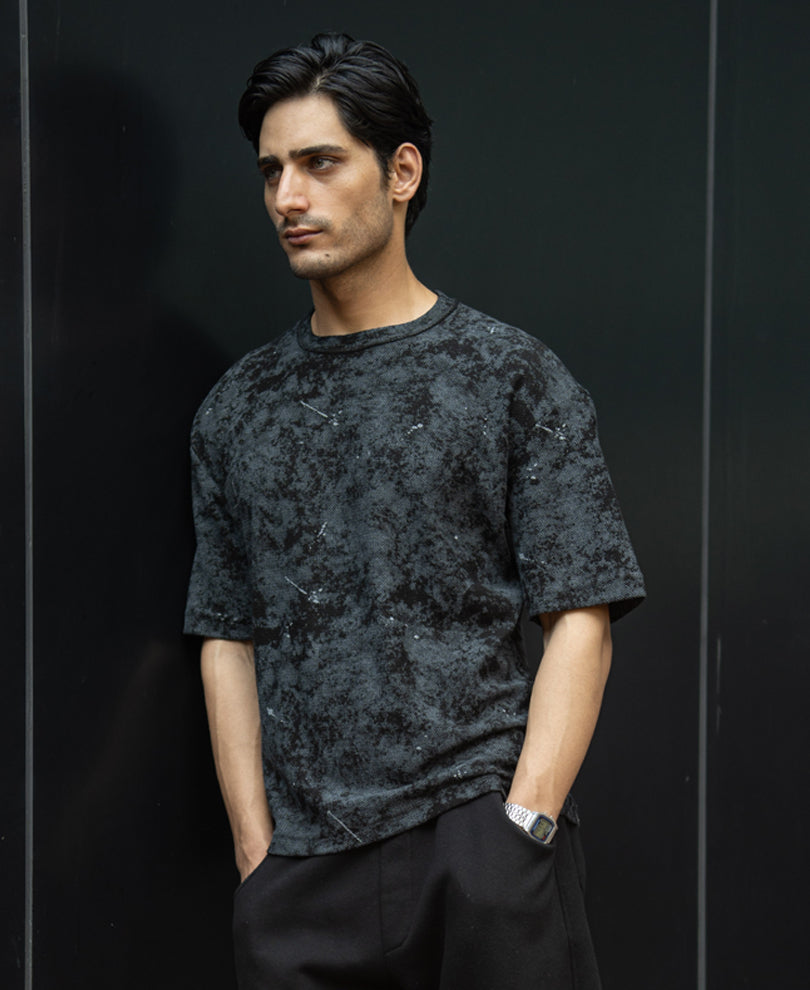 Black Abstract Print T-Shirt