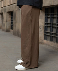 Brown Baggy Fit Pleated Trackpant