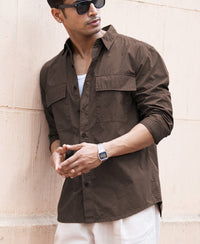 Dark Brown Double Pocket Lightweight Shirt 100% Cotton