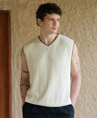 Cream Knit Structured Vest 100% Cotton