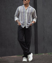 Multicolour Striped Regular Fit Full Sleeves Shirt
