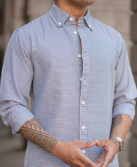 Navy Micro Check Lightweight Shirt 100% Cotton