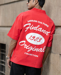 Red Printed Structure Shirt 100% Cotton