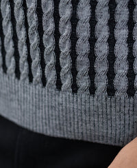 Grey And Black Cable Knit T-Shirt