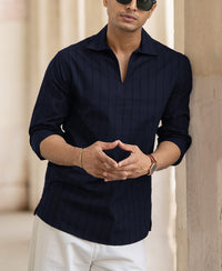Navy Blue Full Sleeves Shirt 100% Cotton