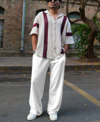 Cream Waffle Baggy Fit Track Pant