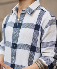 Navy Structure Checked Shirt