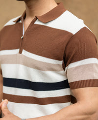 Multi Color Stripe Knit T-Shirt 100% Cotton