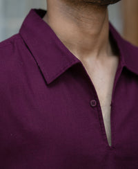 Wine Lightweight Structured Kurta Shirt 100% Cotton