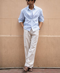 Pale Blue Lightweight Stripe Shirt 100% Cotton