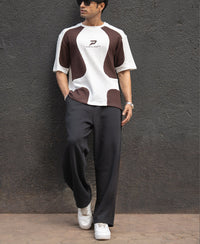 White Panelled Embroidered Tshirt