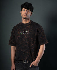 Dark Brown Floral Embroidery T-Shirt 100% Cotton