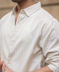 Blue & Beige Linen Stripe Shirt