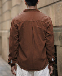 Brown Textured Overshirt 100% Cotton