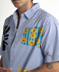 Blue Printed Stripe Shirt
