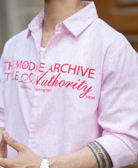 Pink Printed Stripe Shirt 100% Cotton