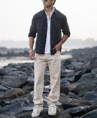 Black Charcoal Washed Denim Shirt 100% Cotton