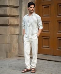 Natural & Green Broad Stripe Shirt