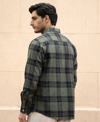 Olive Structured Checks Shirt 100% Cotton