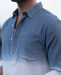 Blue Structured Ombre Shirt 100% Cotton