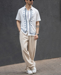 Off White Embroidered Shirt 100% Cotton