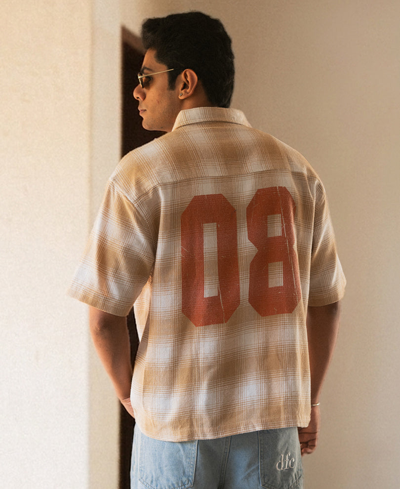 Beige Structured Checks Shirt