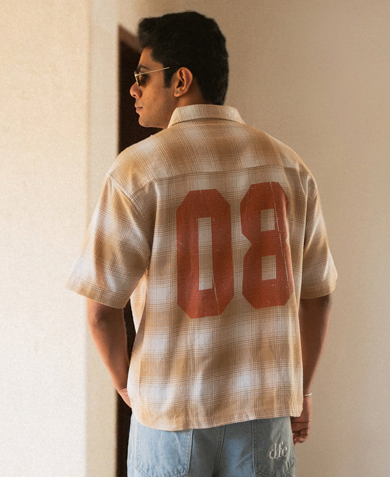 Beige Structured Checks Shirt
