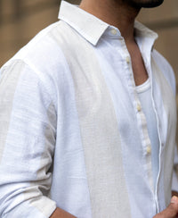 Natural & White Blend Stripe Shirt