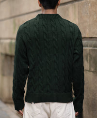 Pine Distressed Cable Knit T-Shirt