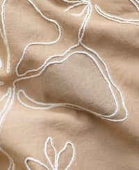 Beige Linen Blend Embroidery Shirt