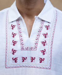 White Embroidered Kurta Shirt 100% Cotton