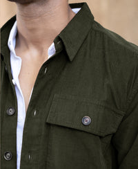 Olive Corduroy Shirt With Pockets 100% Cotton