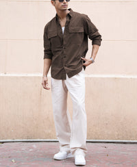 Dark Brown Double Pocket Lightweight Shirt 100% Cotton