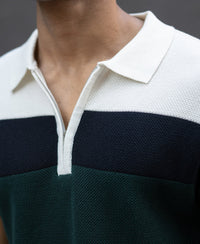 Olive & Navy Knit Stripe T-Shirt 100% Cotton