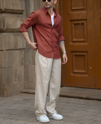 Light Wine Linen Blend Shirt