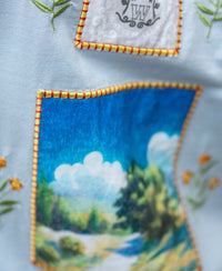 Blue Linen Blend Embroidered Shirt