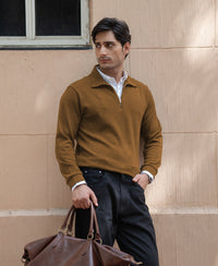 D Tan Contrast Collar Polo T-Shirt